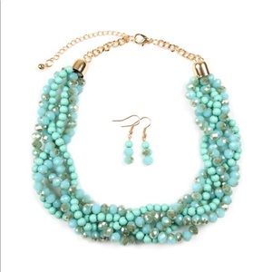 Braided Glass Bead Statement Necklace